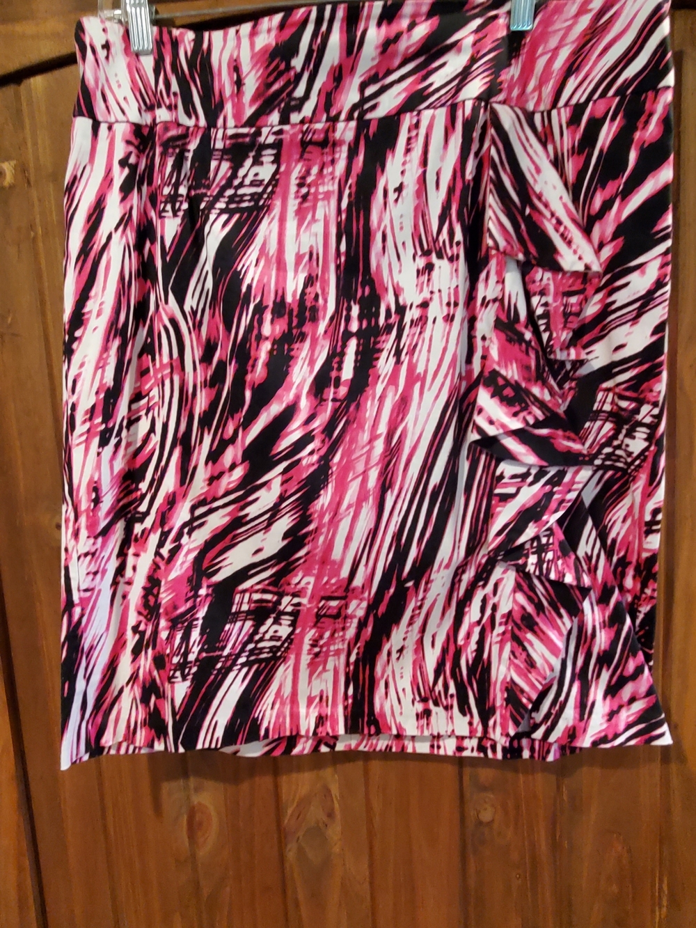 Cato Pink Black White Abstract Print Pencil Skirt